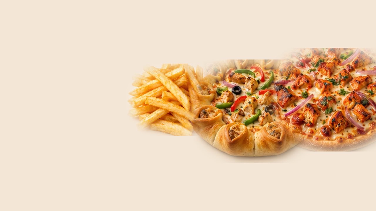 Two large pizzas and fries.