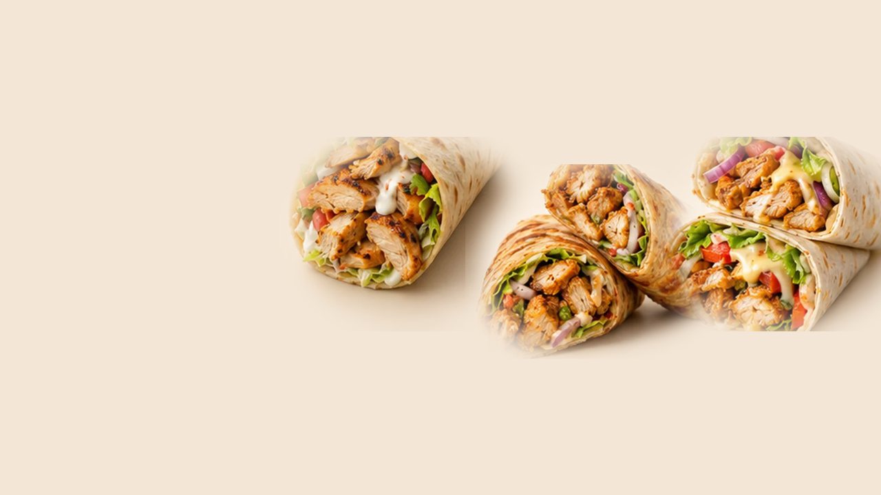 A shawarma, a paratha roll and a tortilla wrap.